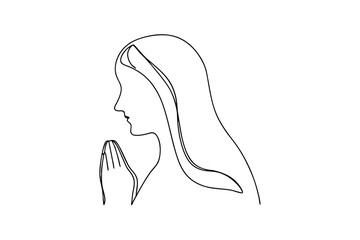 Woman praying line drawing minimalist religious art