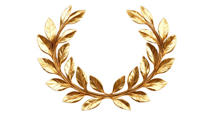 Golden laurel wreath symbolizing victory and honor, isolated on minimalist white background, timeless emblem of achievement, perfect for awards and accolades.