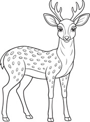Adorable Spotted Deer Line Art Illustration For Coloring Books Vector Illustration