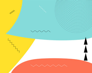 Colorful Abstract Pop Art Color Background. geometric shape design with trendy Memphis 80s-90s style