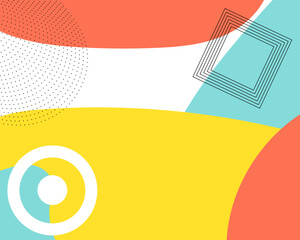 Colorful Abstract Pop Art Color Background. geometric shape design with trendy Memphis 80s-90s style