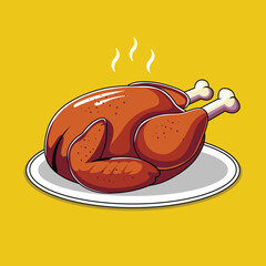 Vector Roasted Turkey Thanksgiving With Golden Brown Colors Cook