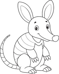 Adorable Aardvark Cartoon Drawing For Coloring Pages Vector Illustration
