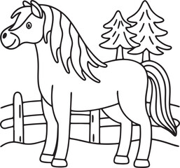 Graceful Horse Vector Standing with Mane Flow for Wildlife Nature and Domestic Animal Theme