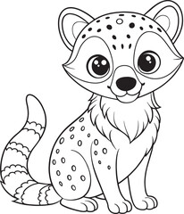 Adorable African Civet Coloring Page Cute Animal Illustration Vector Illustration