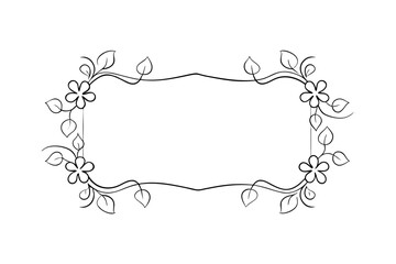 Elegant floral line drawing frame border design