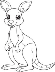 Adorable Agile Wallaby Coloring Page Animal Illustration For Kids Vector Illustration