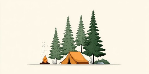 Obraz premium Simple Outdoor Camping Scene in Flat Design Style