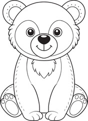 Adorable Cartoon American Black Bear Coloring Page Printable Vector Illustration
