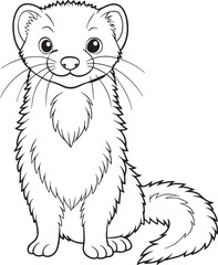 Adorable American Mink Coloring Page Cute Animal Vector Illustration