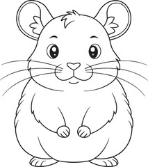 Adorable American Pika Coloring Page Pet Animal Drawing Vector Illustration