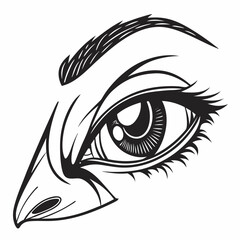 Stylized eye with birdlike beak design element