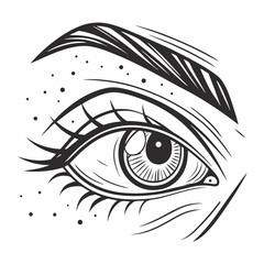 Intricate line art drawing of a womans eye