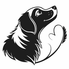 Professional dog head silhouette design element transparent background