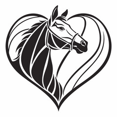 Elegant horse head in heart shape design