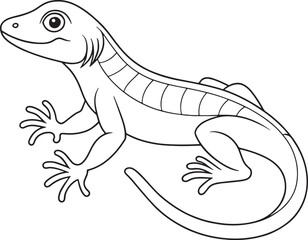 Adorable Cartoon Anguilla Lizard Line Art Printable For Kids Coloring Pages Vector Illustration