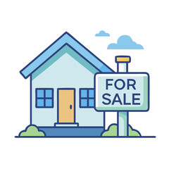 Fototapeta premium House with for sale sign in front yard 