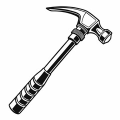 Professional claw hammer graphic design element isolated on white