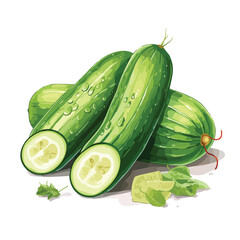 Fresh Cucumber Slices for Healthy Diet and Nutrition in a Vector Illustration