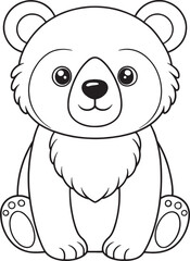 Adorable Asiatic Black Bear Line Art Printable For Kids Coloring Pages Vector Illustration