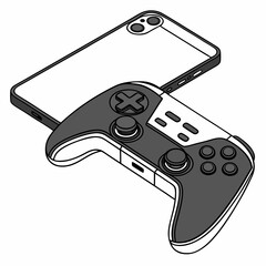 Mobile phone gaming controller isometric illustration
