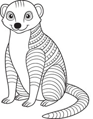 Adorable Banded Mongoose Coloring Page Adult Zen Animal Illustration Vector Illustration
