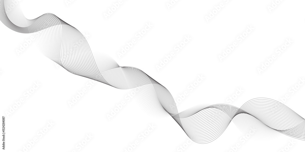 Aufkleber Abstract grey, white smooth element swoosh speed wave modern stream background. Wave with lines created using blend tool. Abstract frequency sound wave lines and twisted curve lines background.	