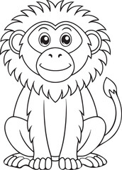 Adorable Black Spider Monkey Coloring Page Fun Animal Illustration Vector Illustration