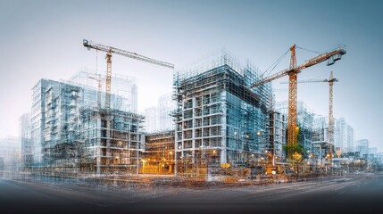 Future Building Project with Double Exposure of BIM Design Elements