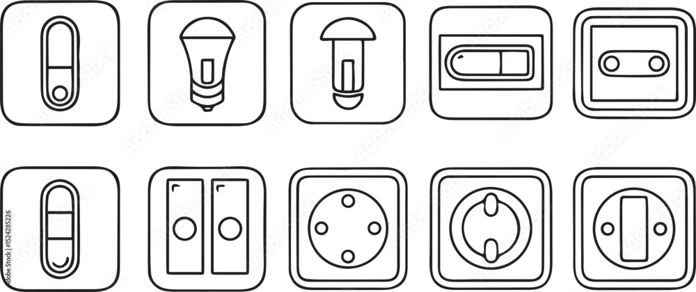 Poster switch and toggle icons editable stroke line vector set for ui ux interface and control design
