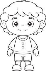 Adorable Cartoon Boy Coloring Page Printable Child Illustration Vector Illustration