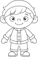 Adorable Cartoon Boy Coloring Page Printable Cute Illustration Vector Illustration