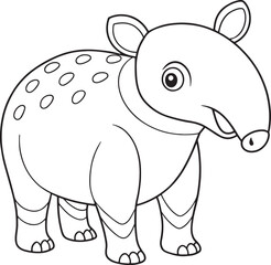 Adorable Tapir Coloring Page Mammal Animal Illustration Vector Illustration