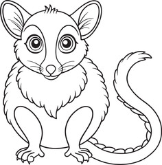 Adorable Brushtaile Possum Coloring Page Animal Illustration Vector Illustration