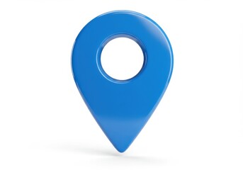 3d blue map pointer icon isolated on white background