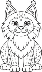 Adorable Canadian Lynx Kitten Coloring Page Wildcat Animal Illustration Vector Illustration
