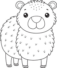 Adorable Cute Cartoon Capybara Coloring Page Printable Design Vector Illustration