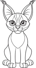 Fototapeta premium Adorable Cartoon Caracal Coloring Page Design Vector Illustration