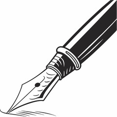 Elegant black and white fountain pen writing