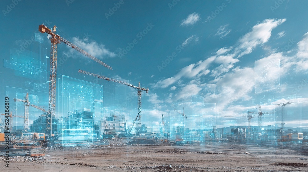 Aufkleber advanced construction technology visualization on a dynamic site