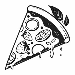 Delicious strawberry pizza slice melted cheese