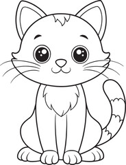 Adorable Cat Kitten Coloring Page Cat Illustration For Kids Vector Illustration