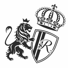 Royal lion crest shield crown emblem design © MST CHIN BANU BEGUM