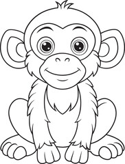 Obraz premium Adorable Chimpanzee Coloring Page Primate Animal Illustration Vector Illustration