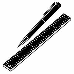Pen and ruler black and white illustration