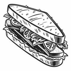 Delicious hand drawn sandwich illustration food