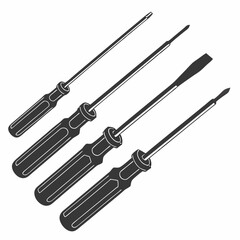 Professional screwdriver set isolated on white background