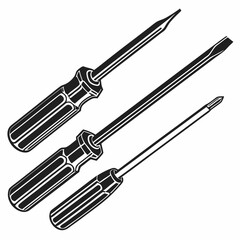 Professional screwdriver set isolated on white background