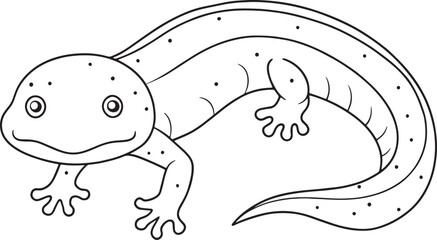 Adorable Chinese Giant Salamander Coloring Page Printable Illustration Vector Illustration