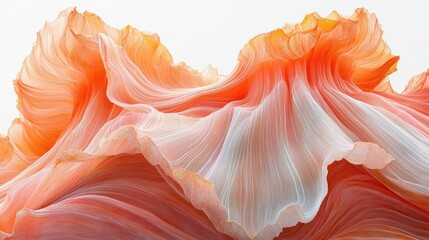 Abstract mountain landscape painting with fluid motion and wavy lines in a dreamy gradient of colors